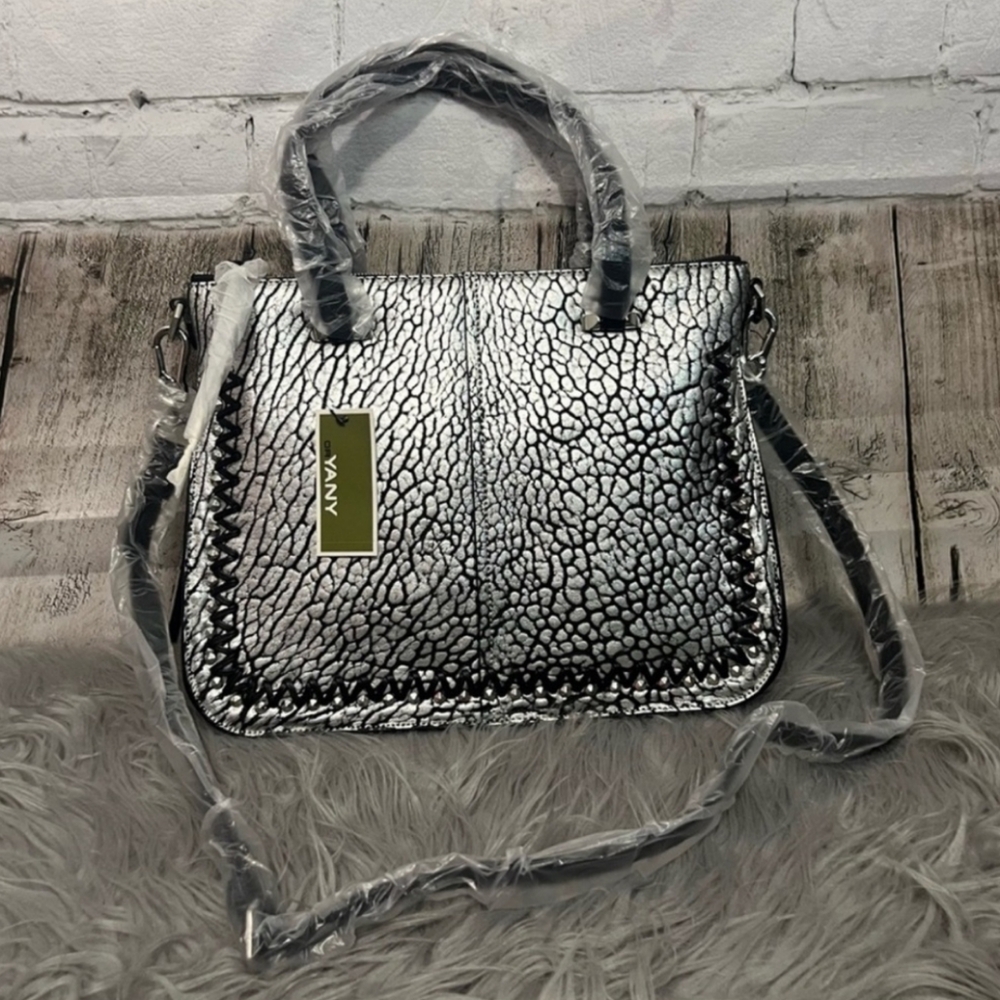 ORYANY  Leather/Suede Satchel, Silver Adjustable/Detachable STRAP